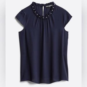 KARL LAGERFELD PARIS Davignon Pearl Neckline Blouse - Size M (NWT)